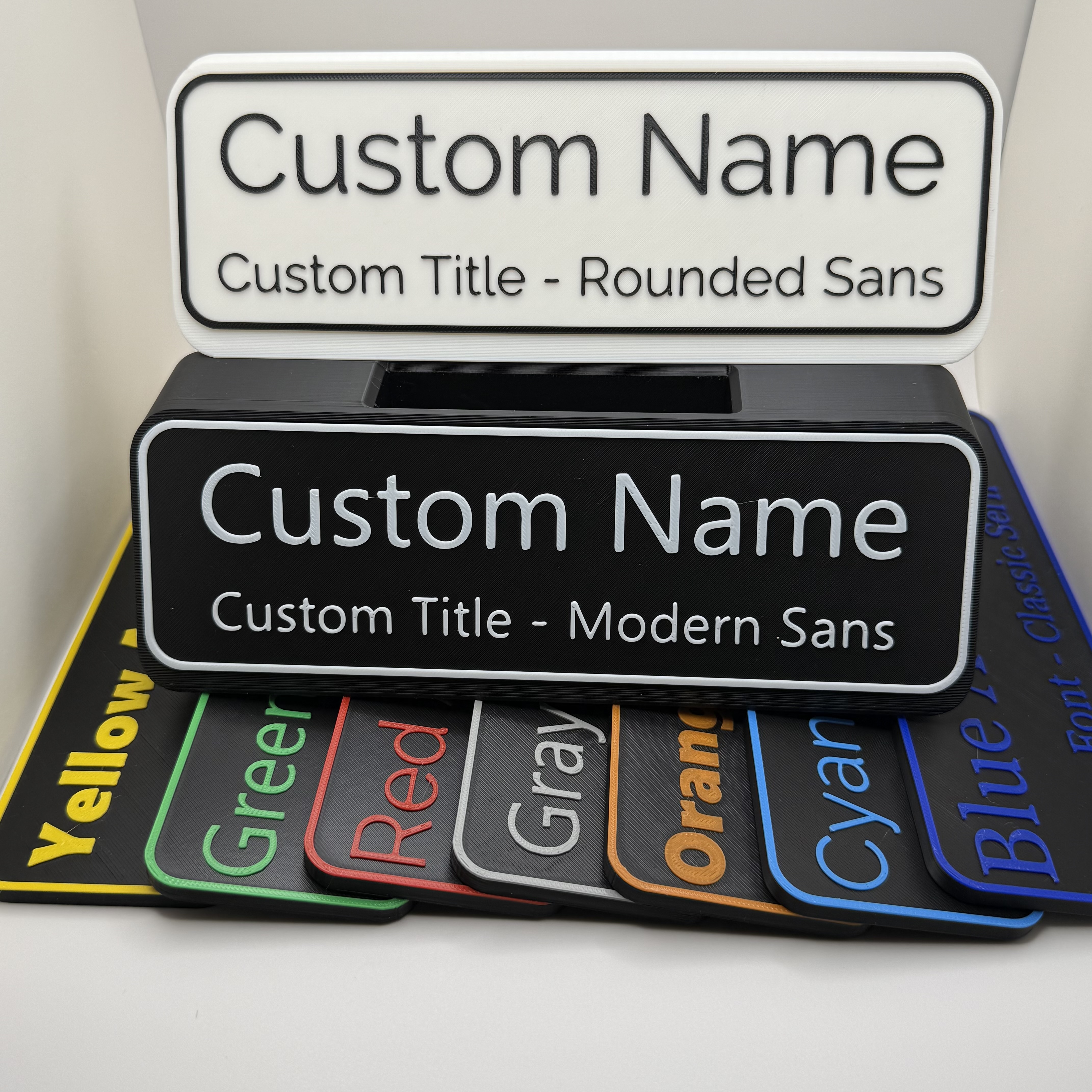 Modular desk name plate and desk bar